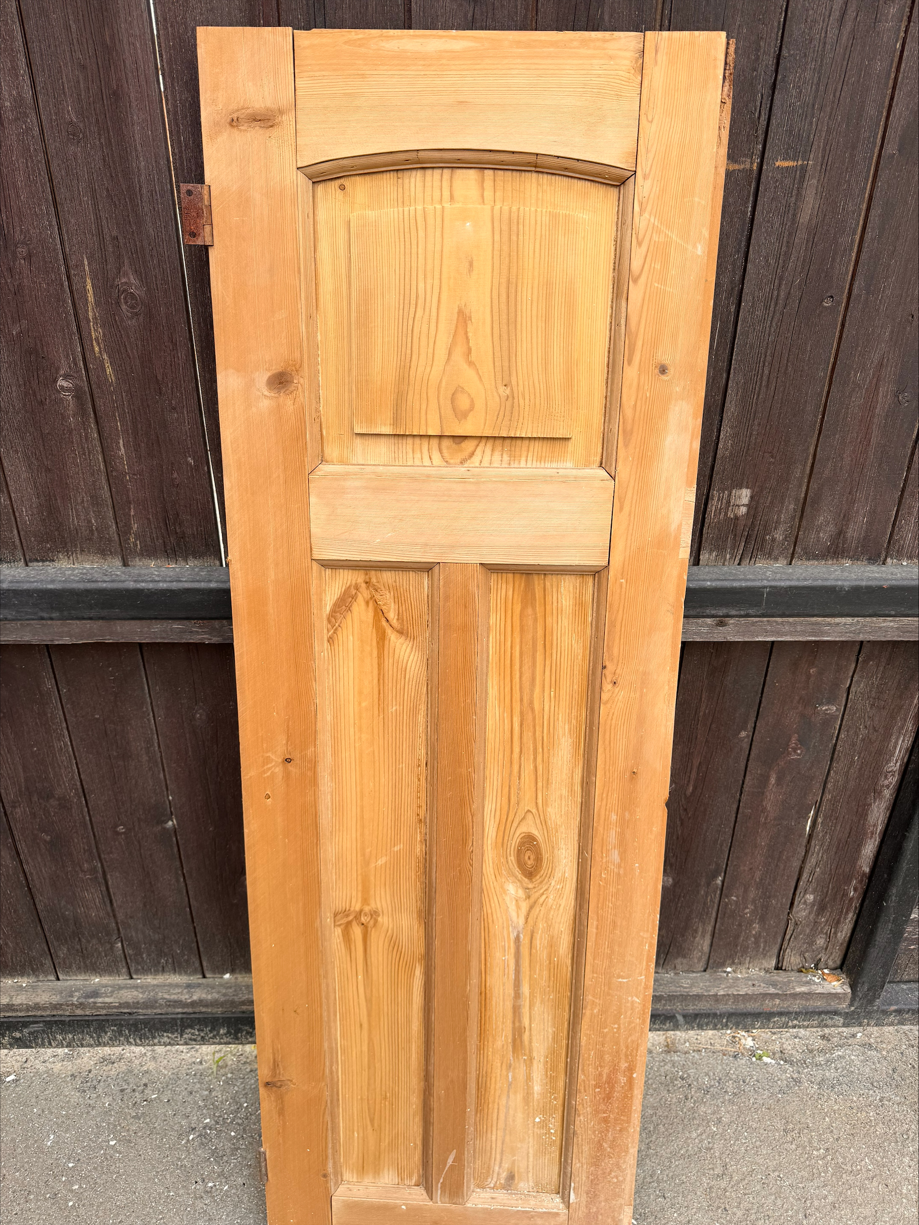 Small Reclaimed Pine Cupboard Door with Brass Bolt — 18.5” x 55¾” x 30mm - Image 2