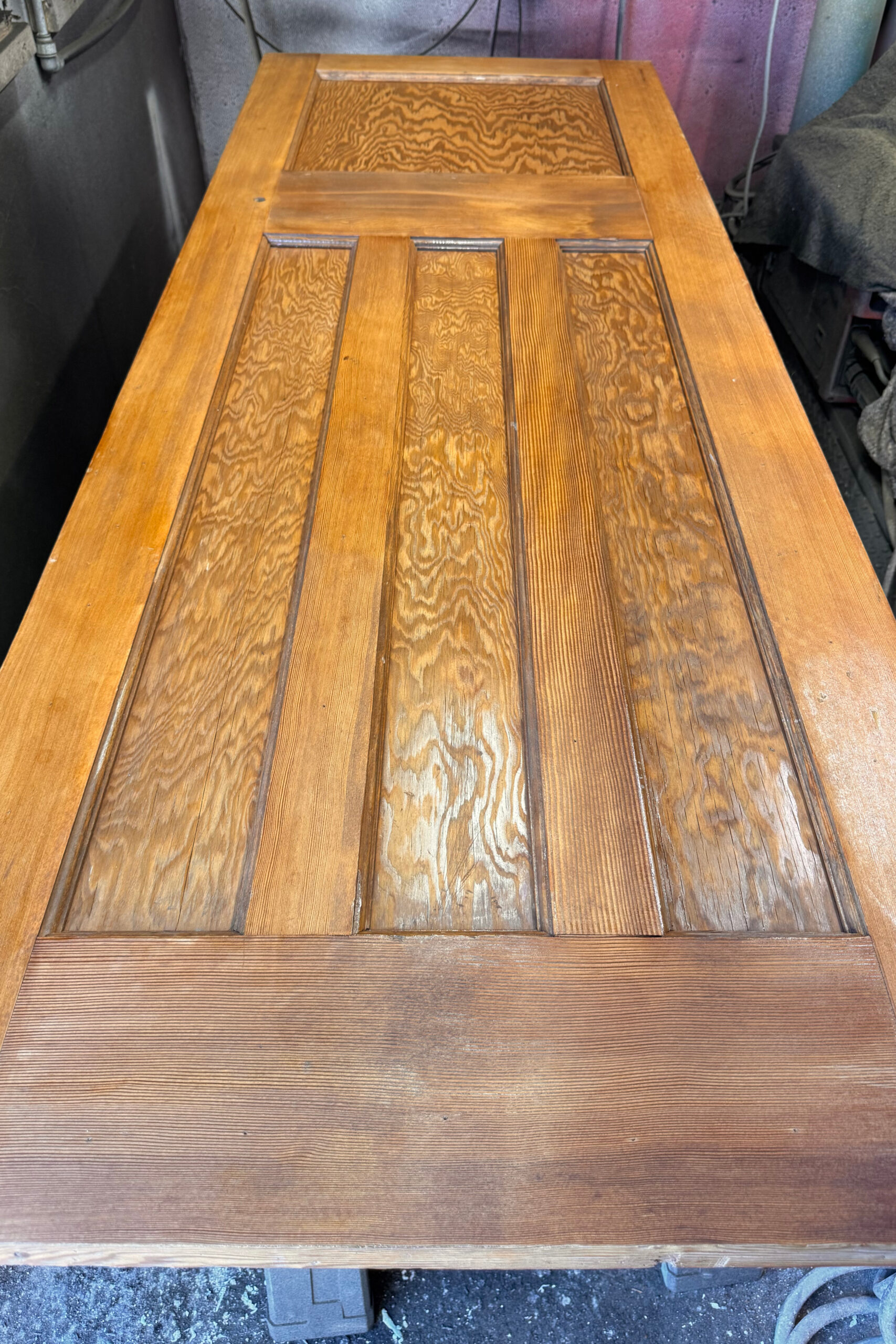 Stripped timber door after first coat of Zinsser SealCoat