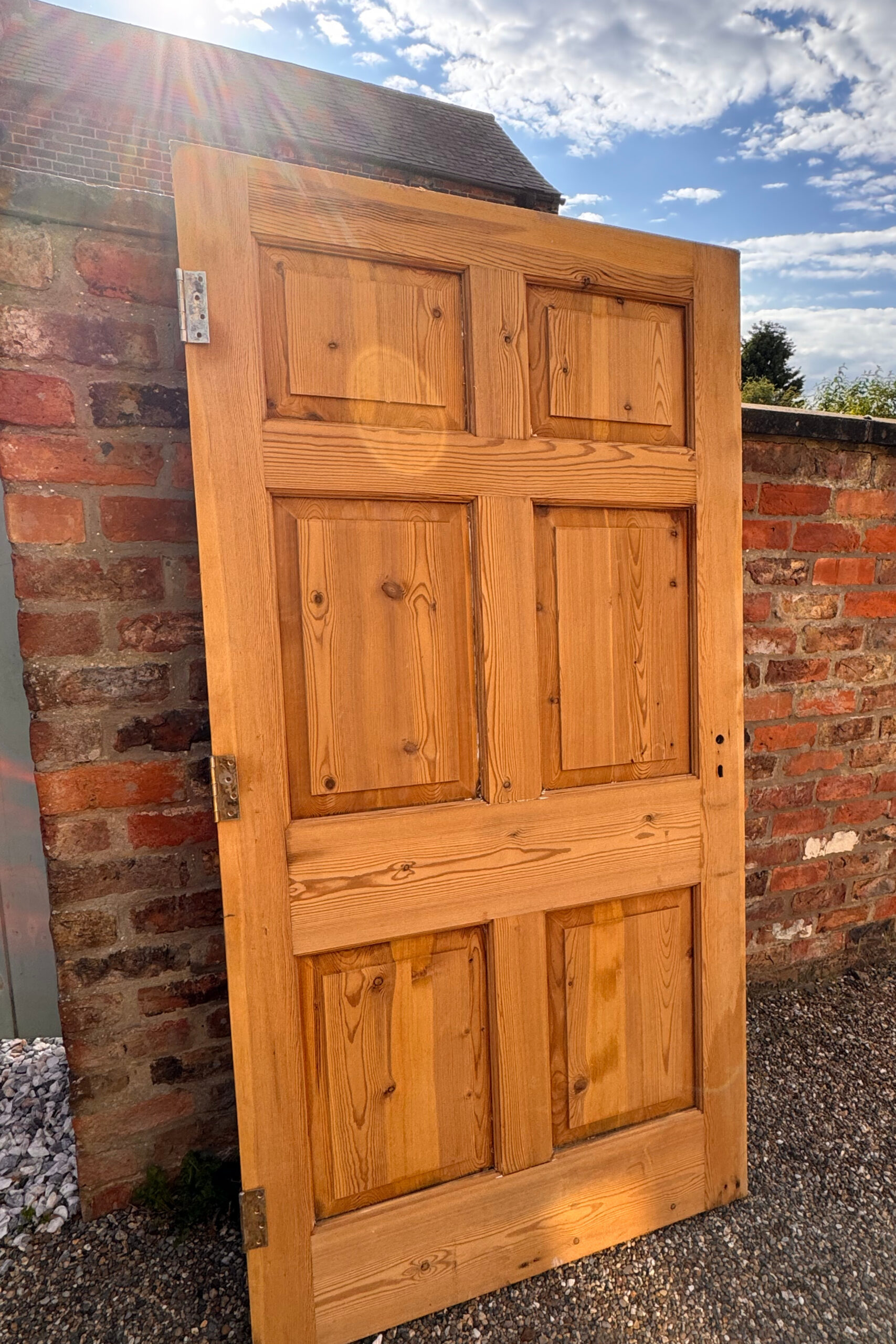 Wooden door after paint stripping