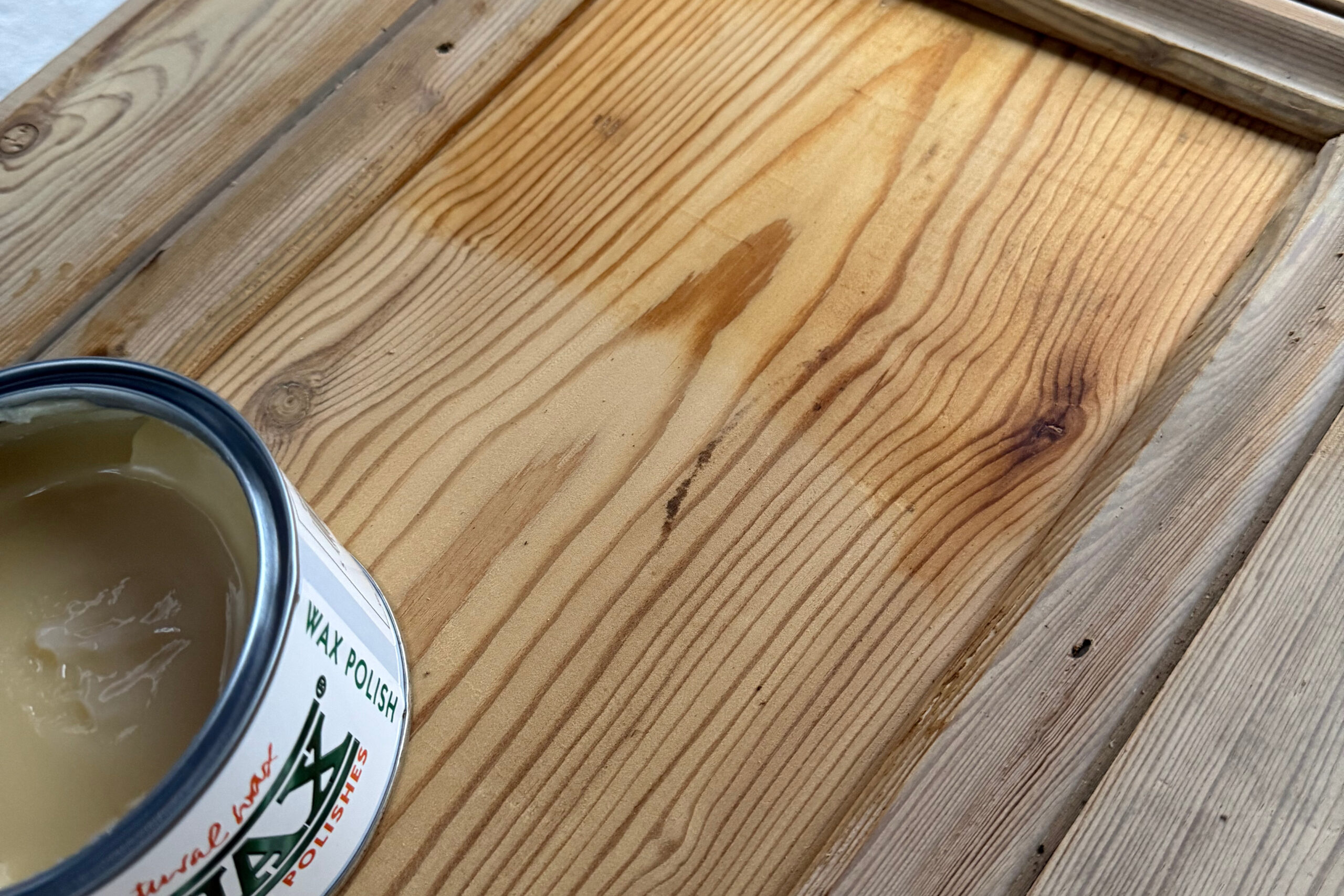Sanded pine door after stripping