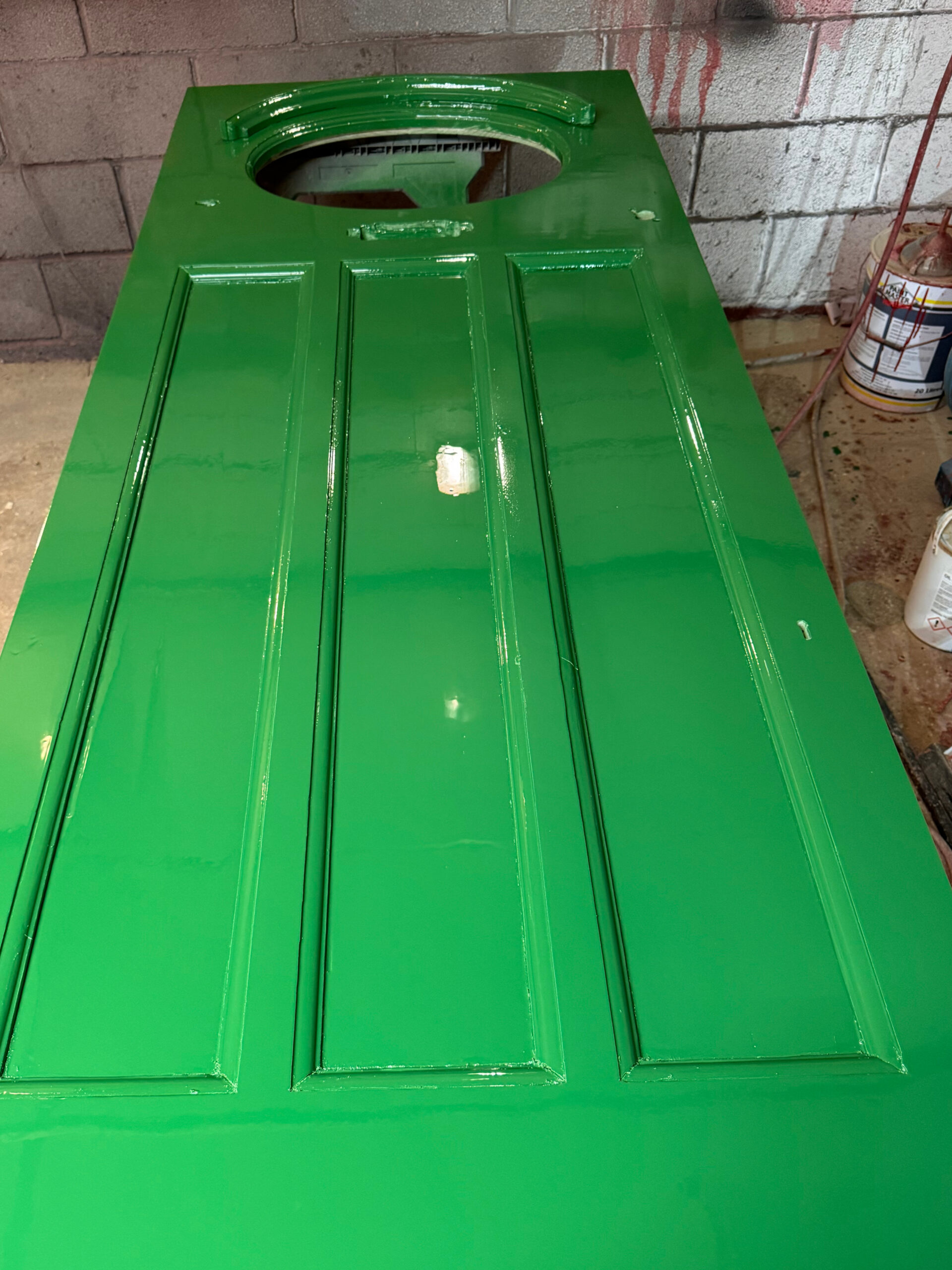 Sanded and waxed pine door