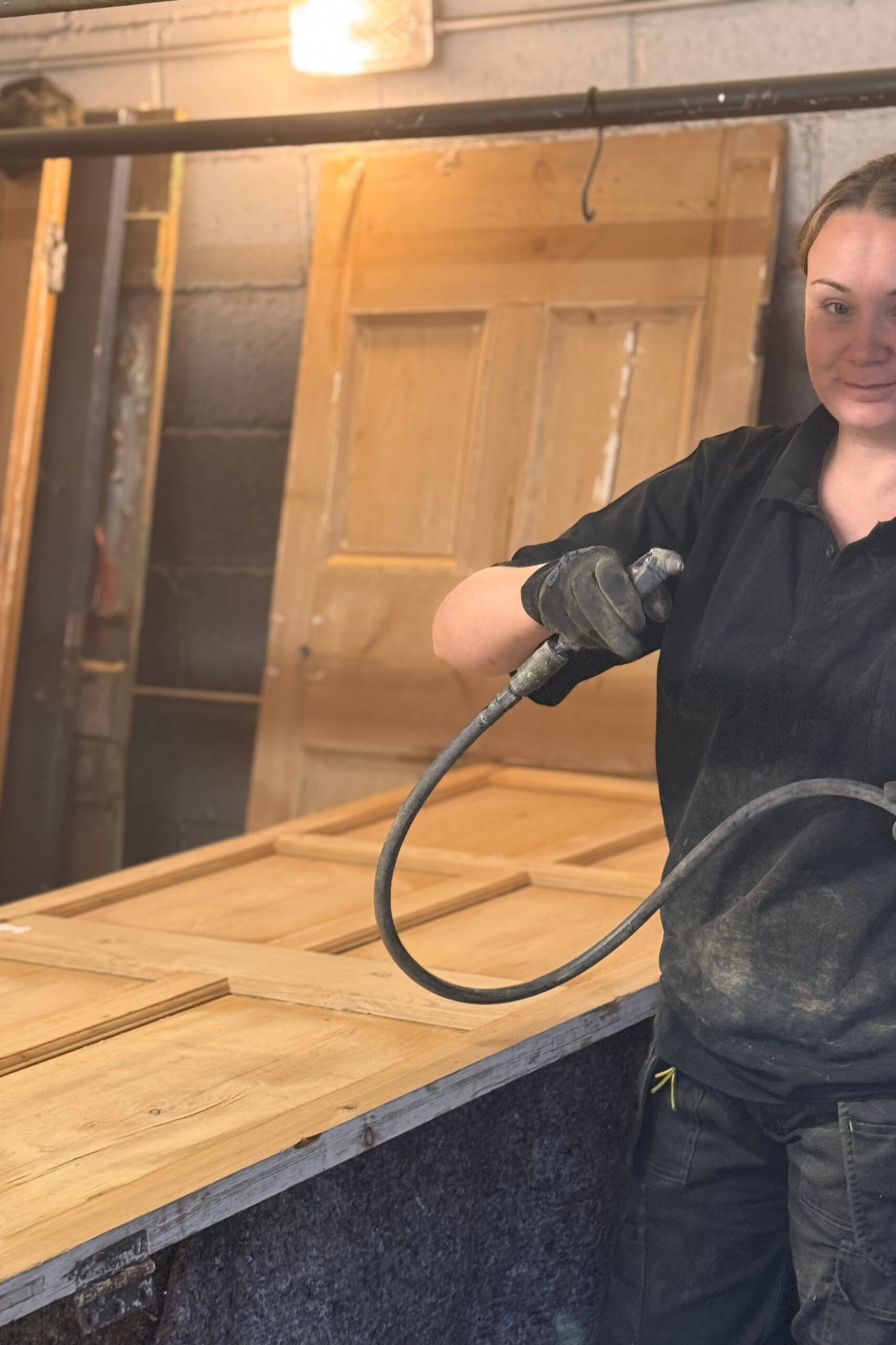 Historic door detail after sanding