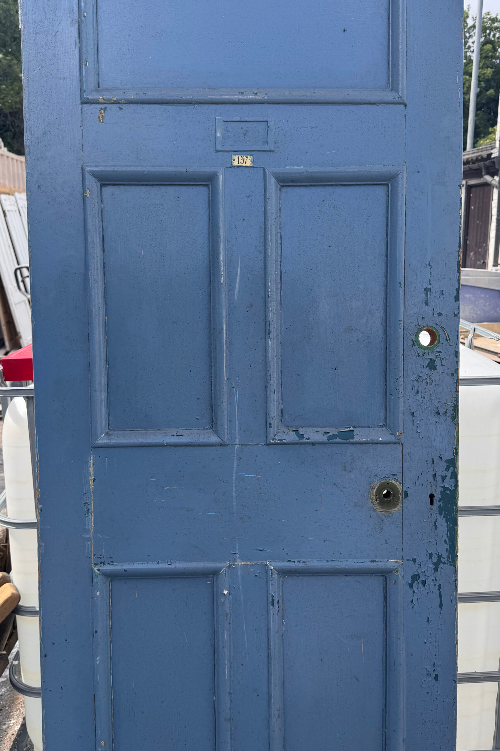 Painted door before stripping