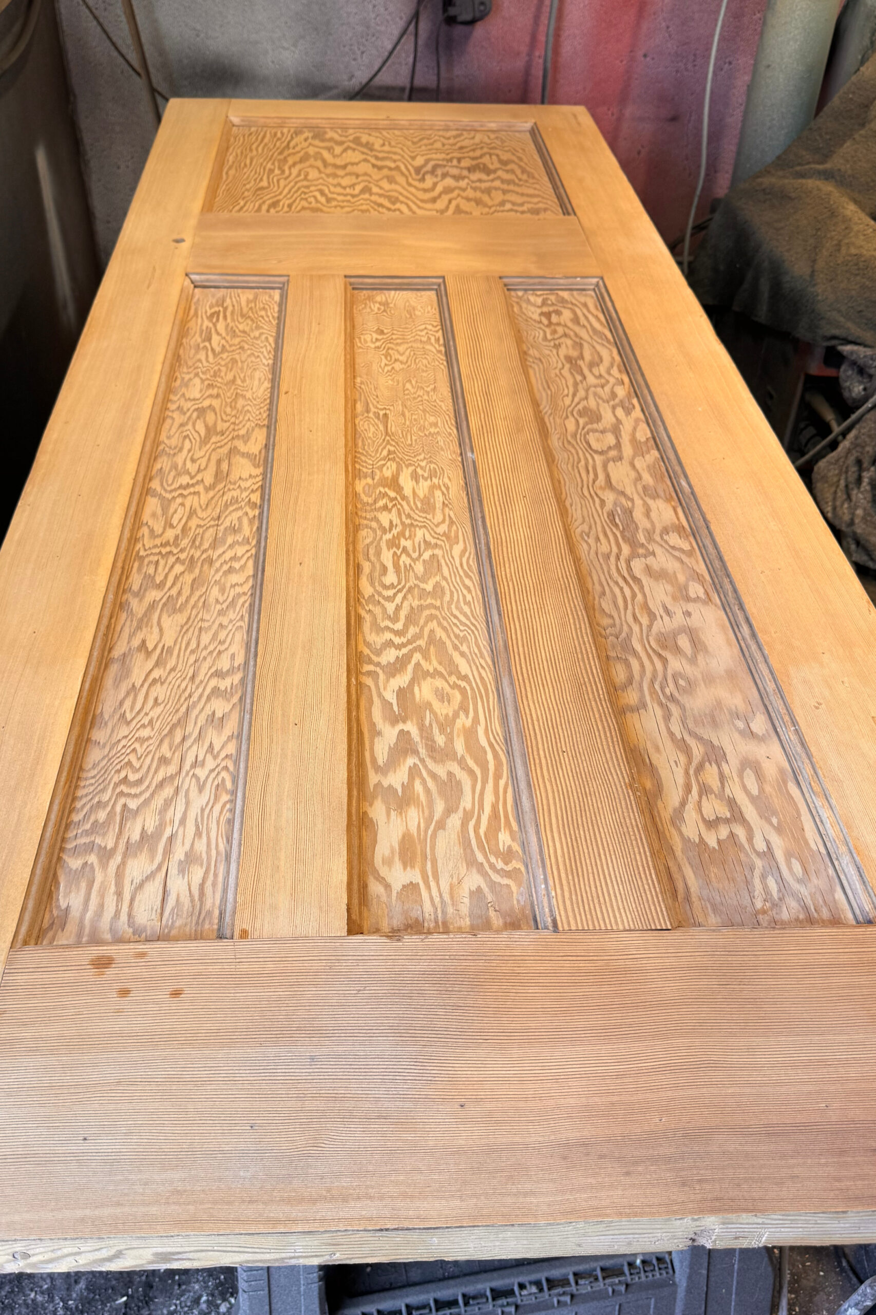 Old timber door stripped of paint and sanded to 240 grit