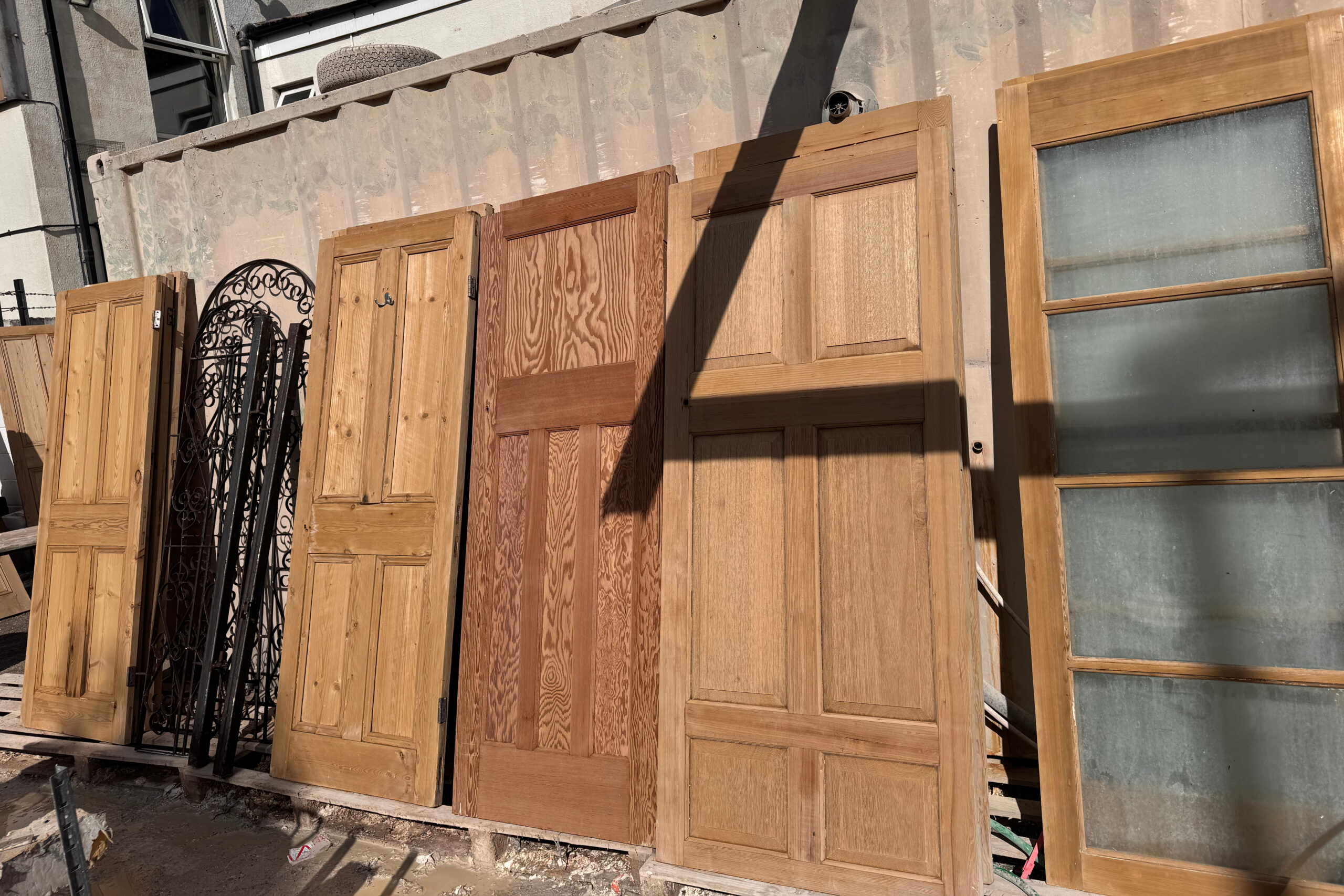 Set of stripped domestic doors ready for drying