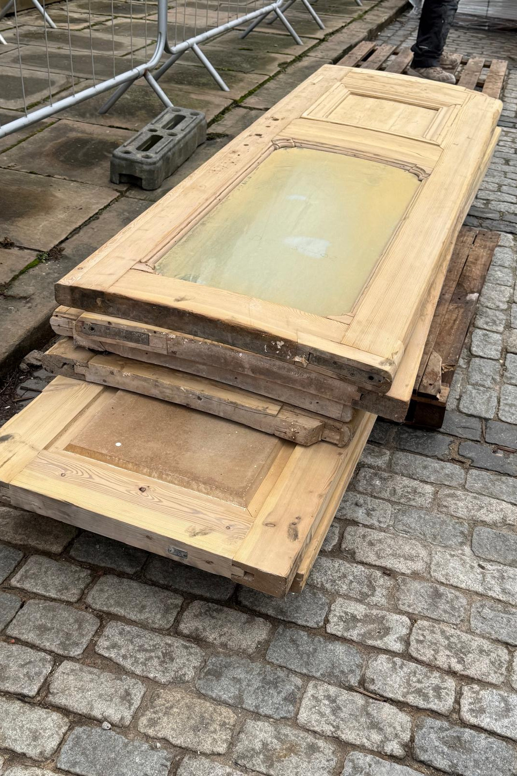 Large restored Leeds Town Hall doors ready for transport