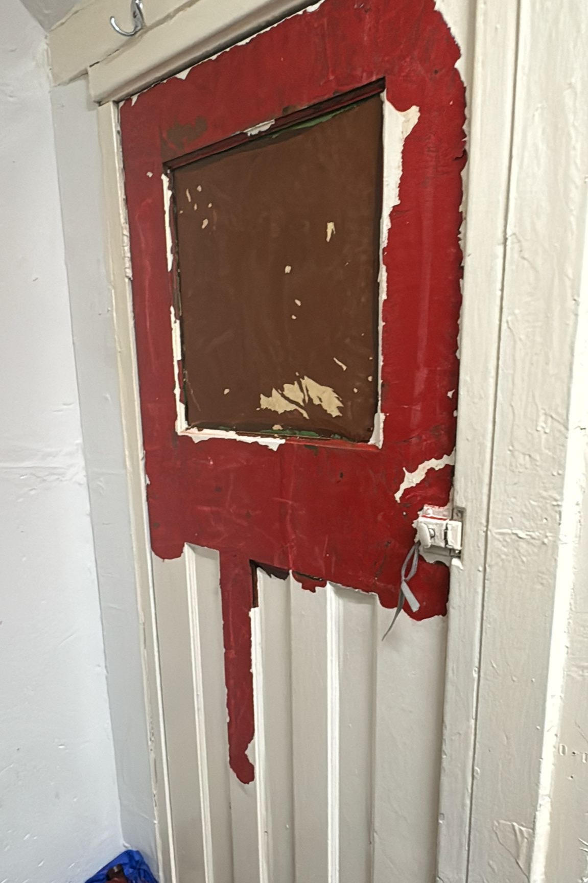 Painted door before stripping
