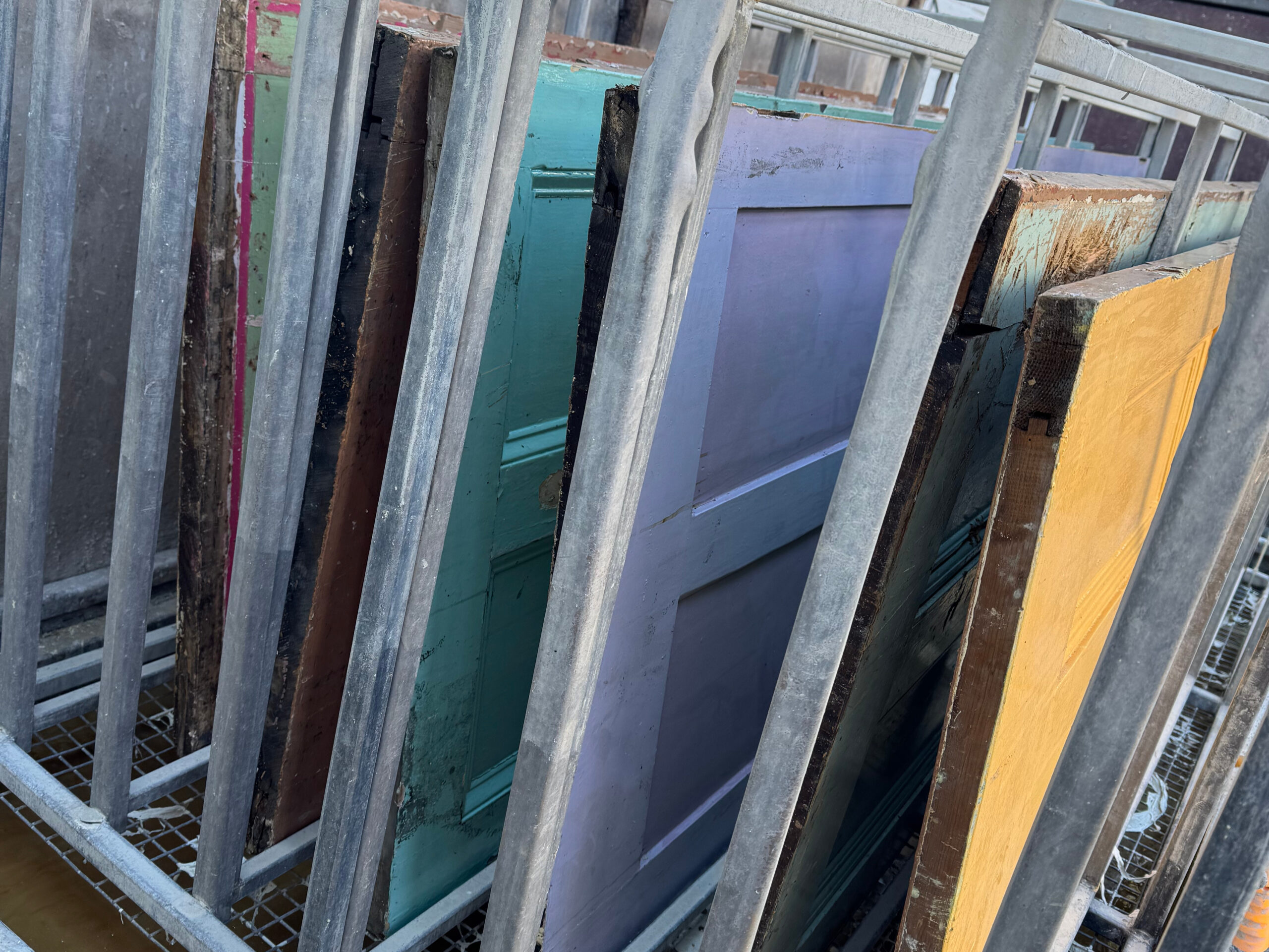 Doors being restored at Yorkshire Paint Stripping workshop