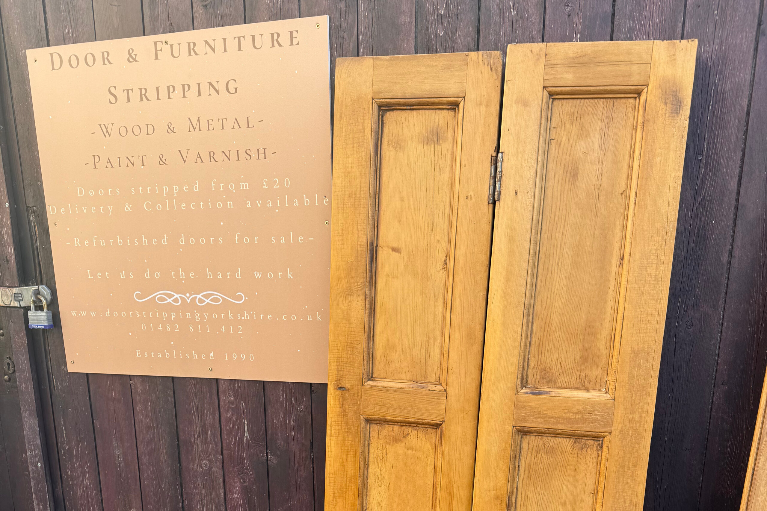 Waxed wooden door after restoration