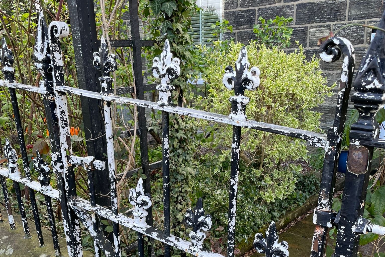 Rusty metal gate or railing before restoration in Yorkshire