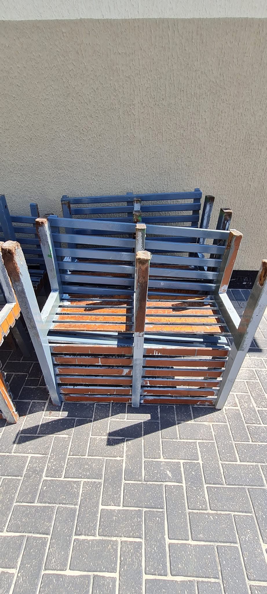 Original Arctic Corsair mess benches before restoration