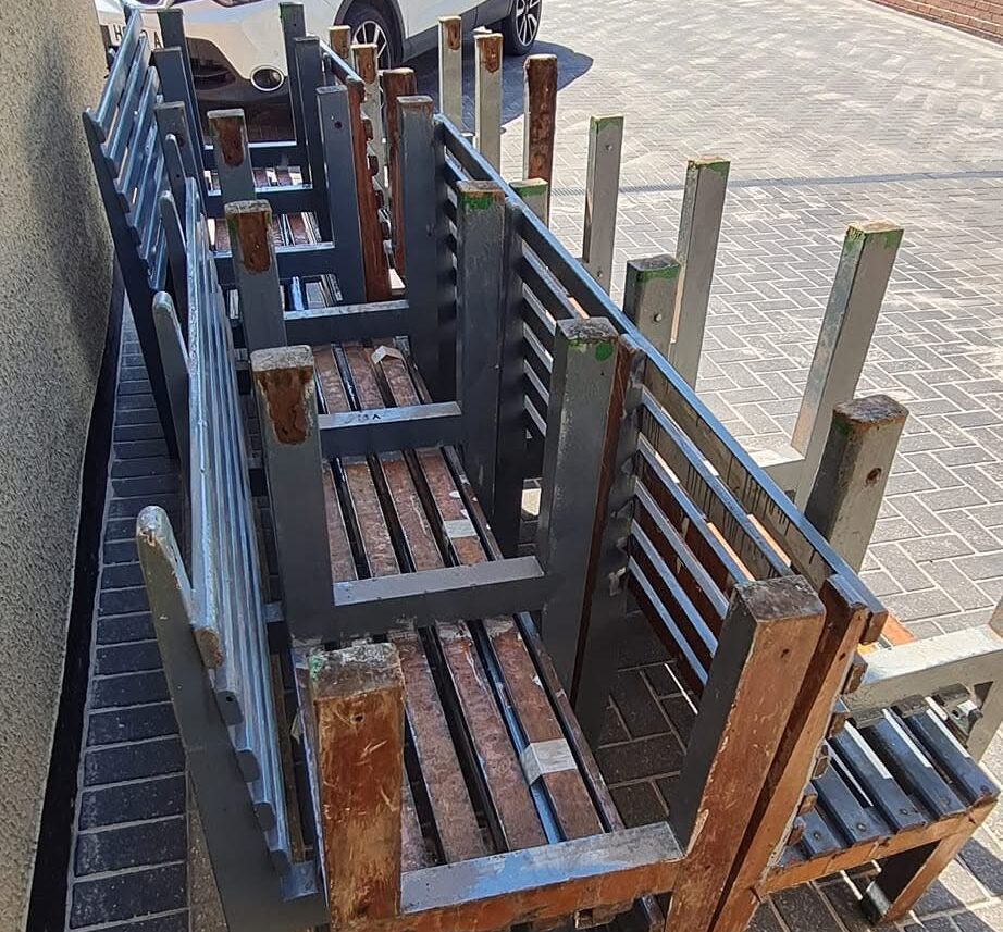 Detail of restored timber from Arctic Corsair mess benches