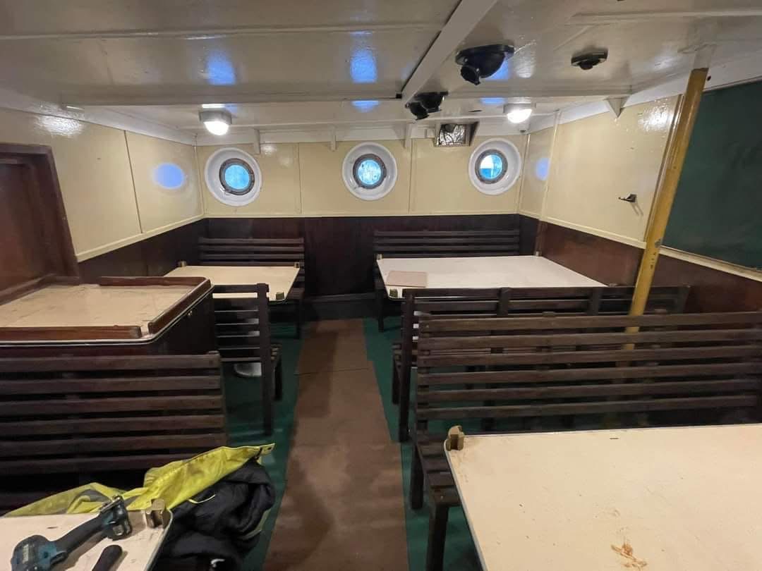 Arctic Corsair mess bench during paint stripping